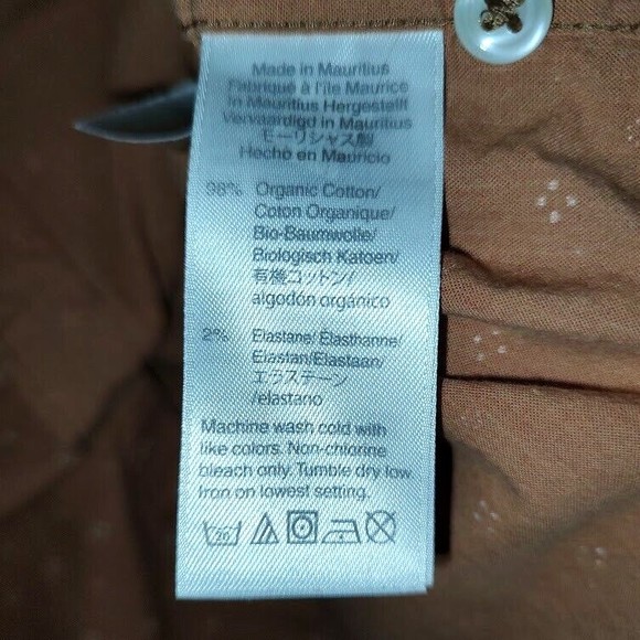 J.Crew Mens Slim Stretch Secret Wash Organic Cotton Poplin Sz Large Brown Shirt - Picture 7 of 7